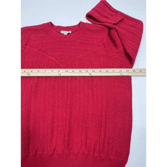 Joie Womens Sweater Large Pink Crew Neck Balloon Sleeve 100% Cotton - Picture 8 of 10